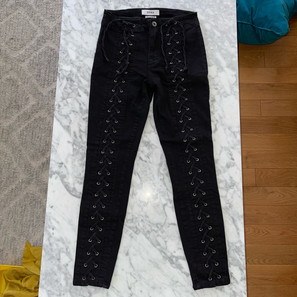 Pistola Lynn Lace-Up Skinny Jeans